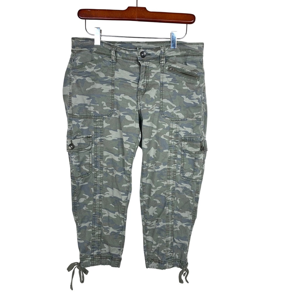 Vtg Y2K 90s Faded Glory Capri Pants Sz S/M Amy Camo Cargo Indie Grunge Utility